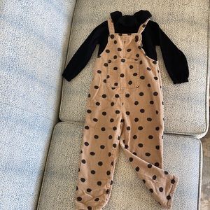 Zara girls tan corduroy overall with black knit sweater - pristine
